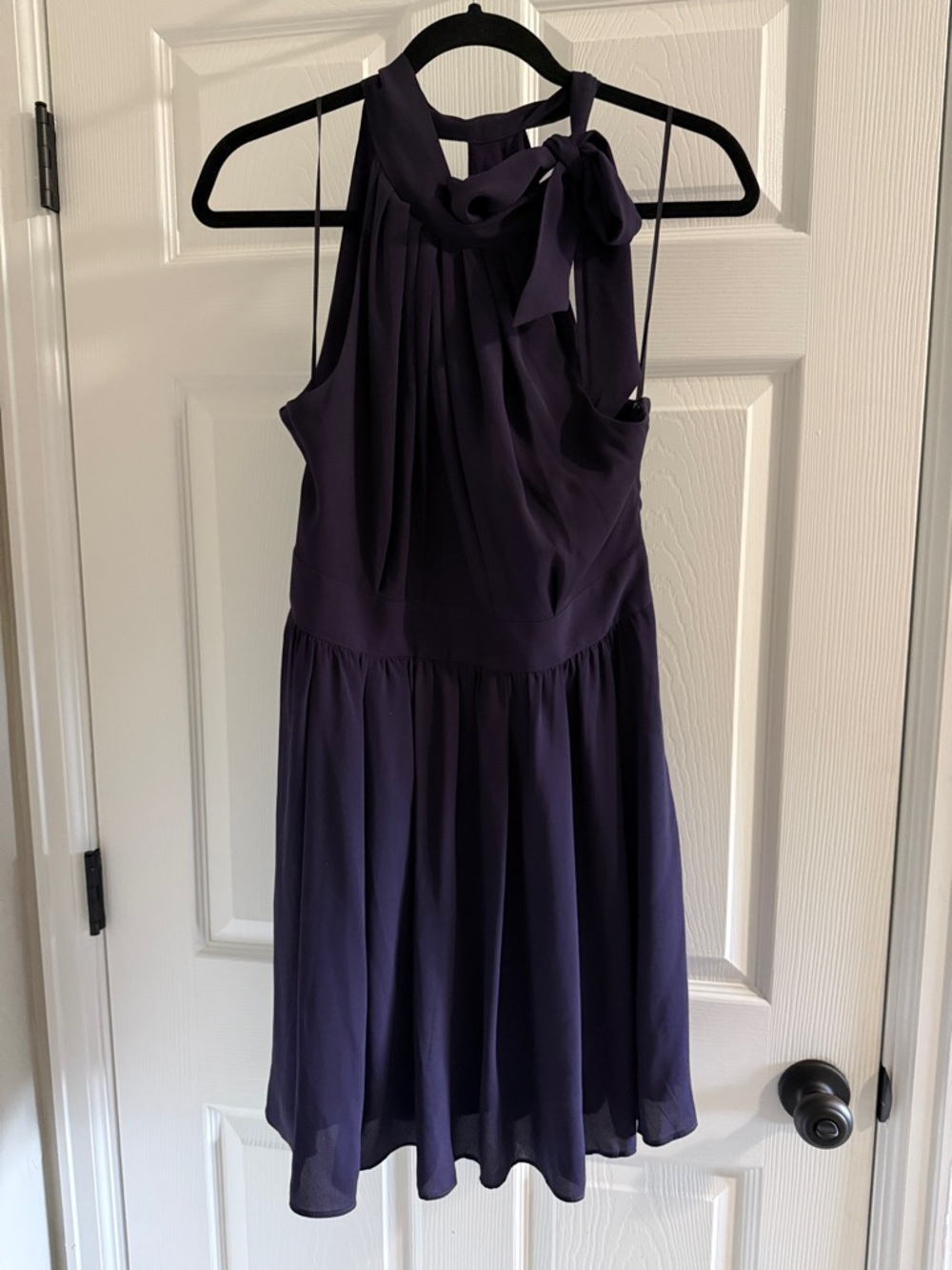Express Sleeveless Bow Halter Dress in Deep Plum